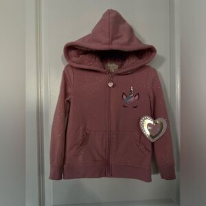 NWT Btween Pink with Hoodie Unicorn Zipper Down Jacket Size 2T